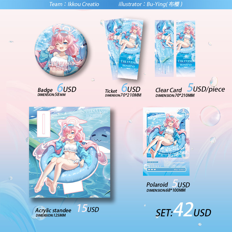 Blue Archive Takanashi Hoshino Swimwear Series acrylics bluearchive doujin game ikkou