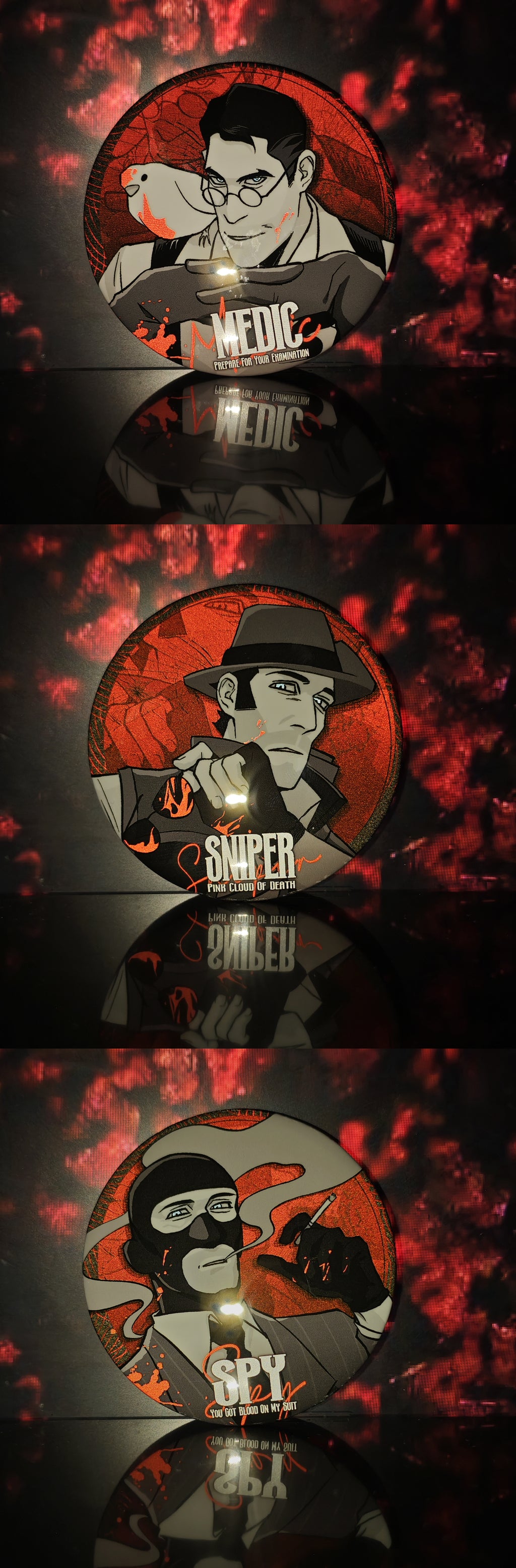 Team Fortress2-75mm Reflective Badge/Pin