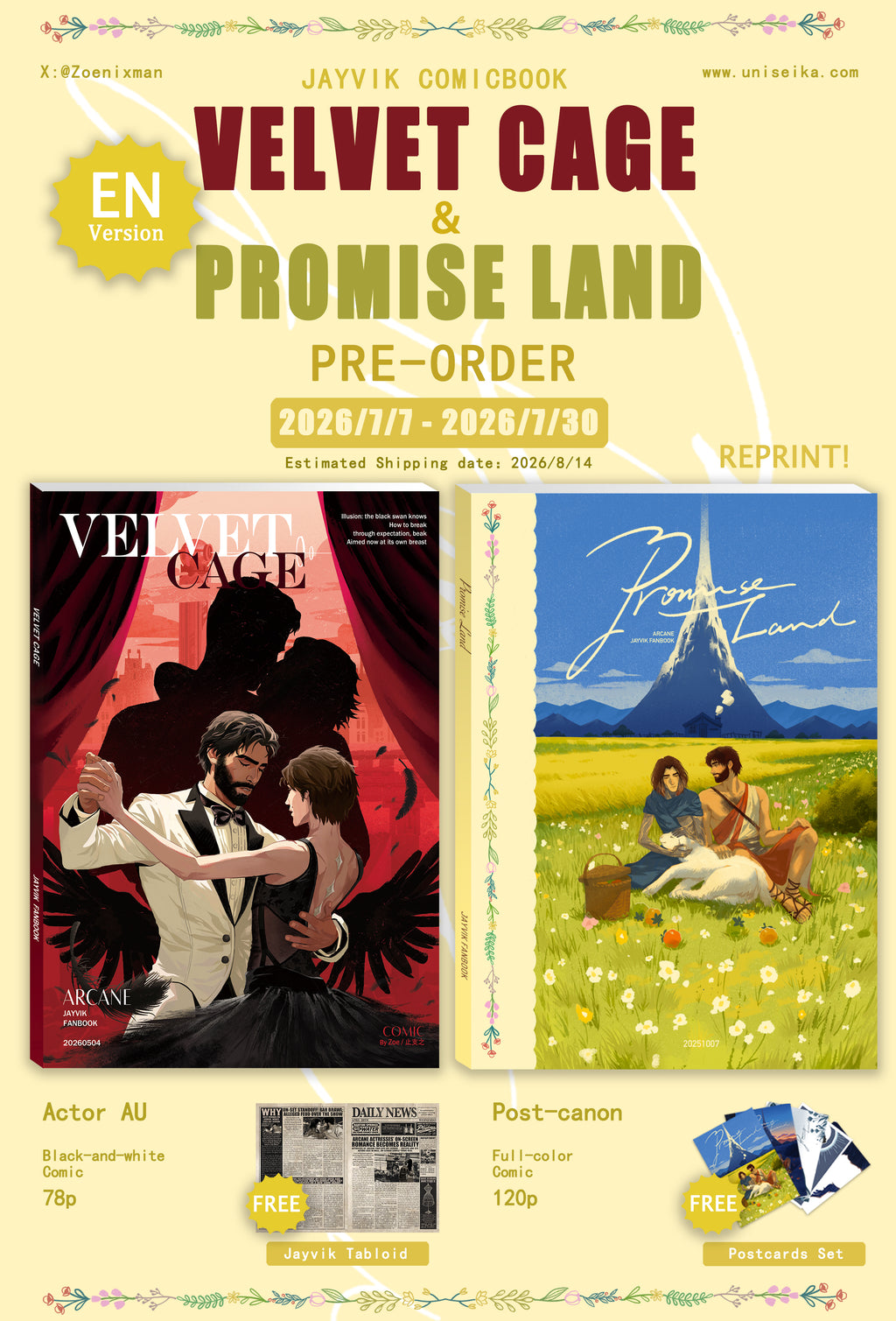 Jayvik Comic "Promise Land""Velvet Cage" Series by Zoenix anime arcane doujin prints