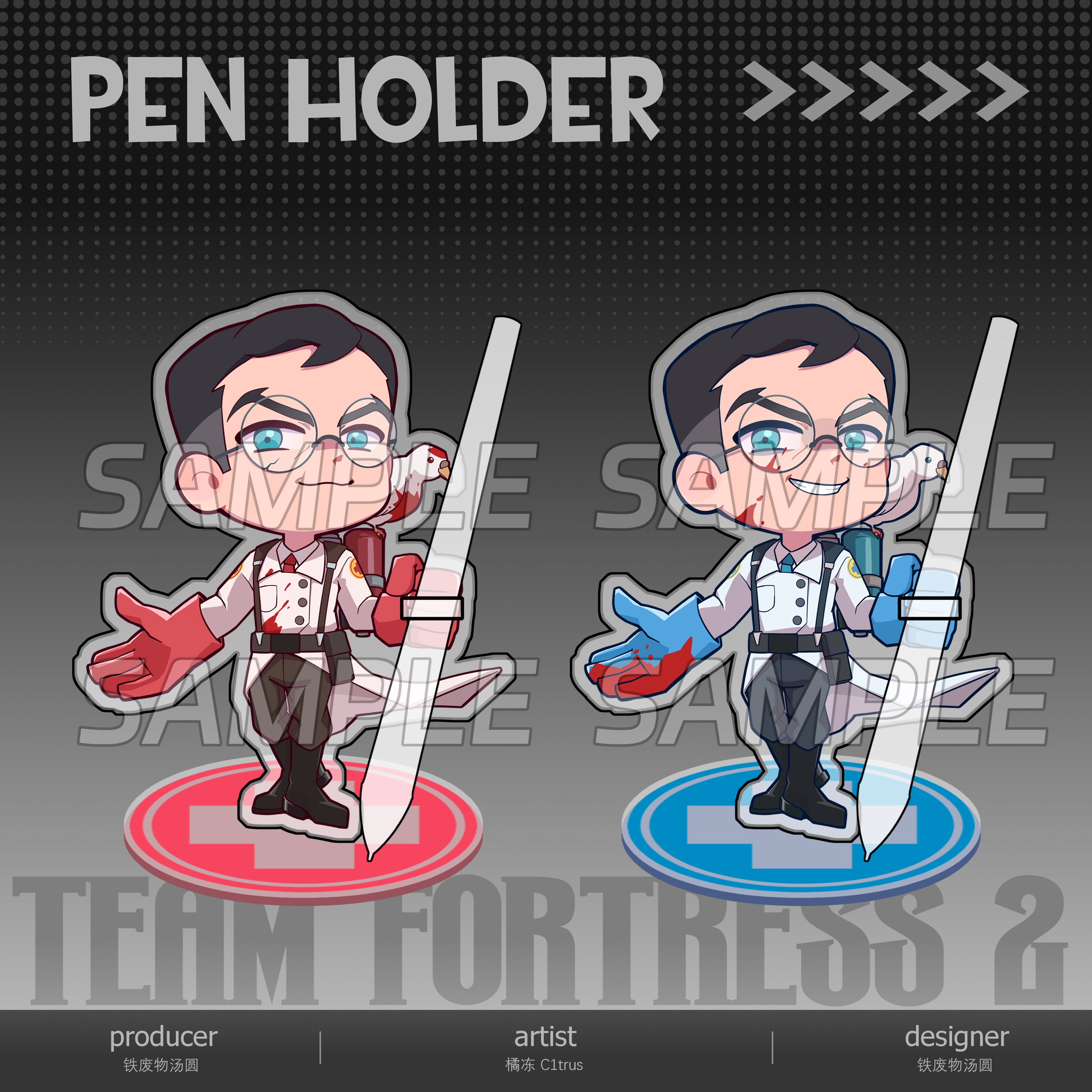 Team Fortress2-Pen Holder Medic acrylics doujin game teamfortress