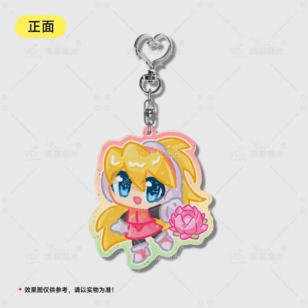Colored Window Glitter Key Chain (MegamanZero) acrylics game ling6 megaman