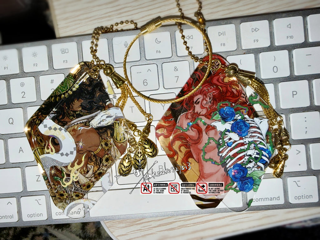 Shell Iridescent Gold Mirror Double-Layer Acrylic Keychain