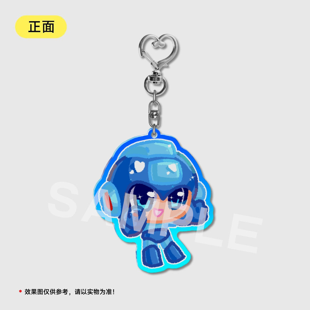 Colored Window Glitter Key Chain (Megaman CLASSIC) acrylics game ling6 megaman