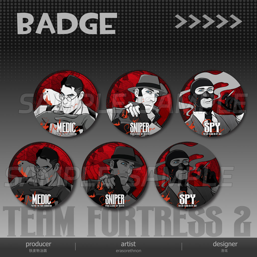 Team Fortress2-75mm Reflective Badge/Pin