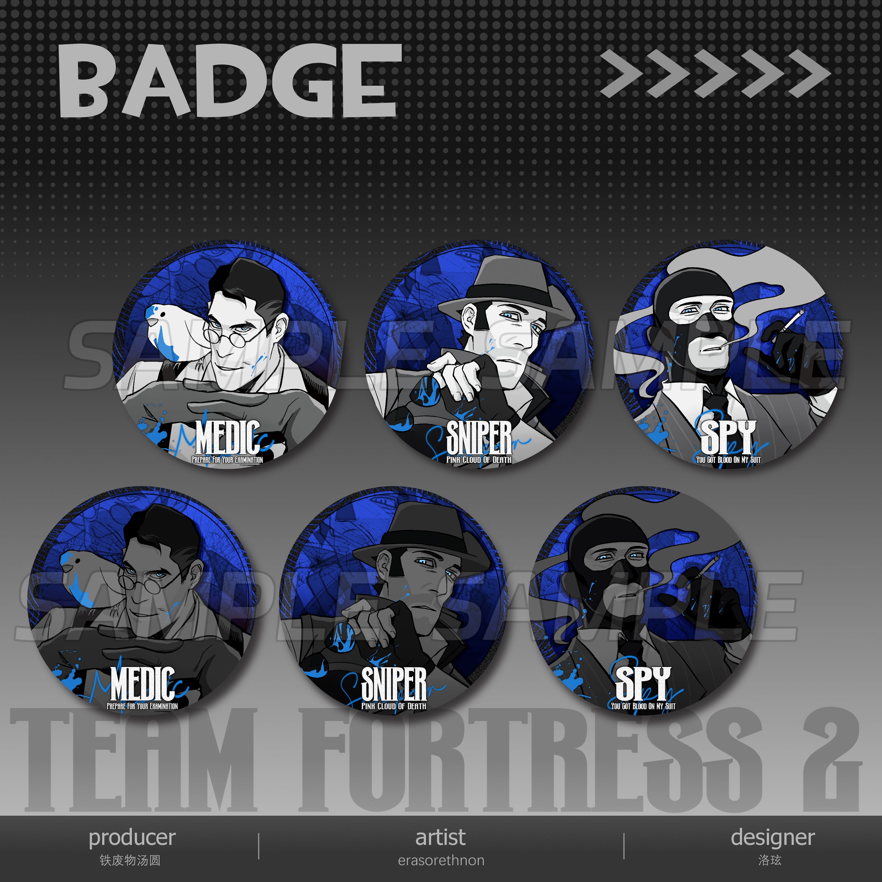 Team Fortress2-75mm Reflective Badge/Pin doujin game pins teamfortress