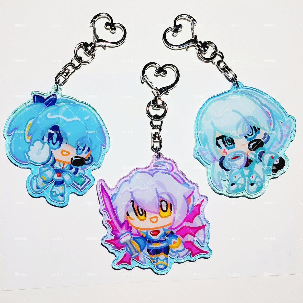 Colored Window Glitter Key Chain (MegamanXDive) acrylics game ling6 megaman