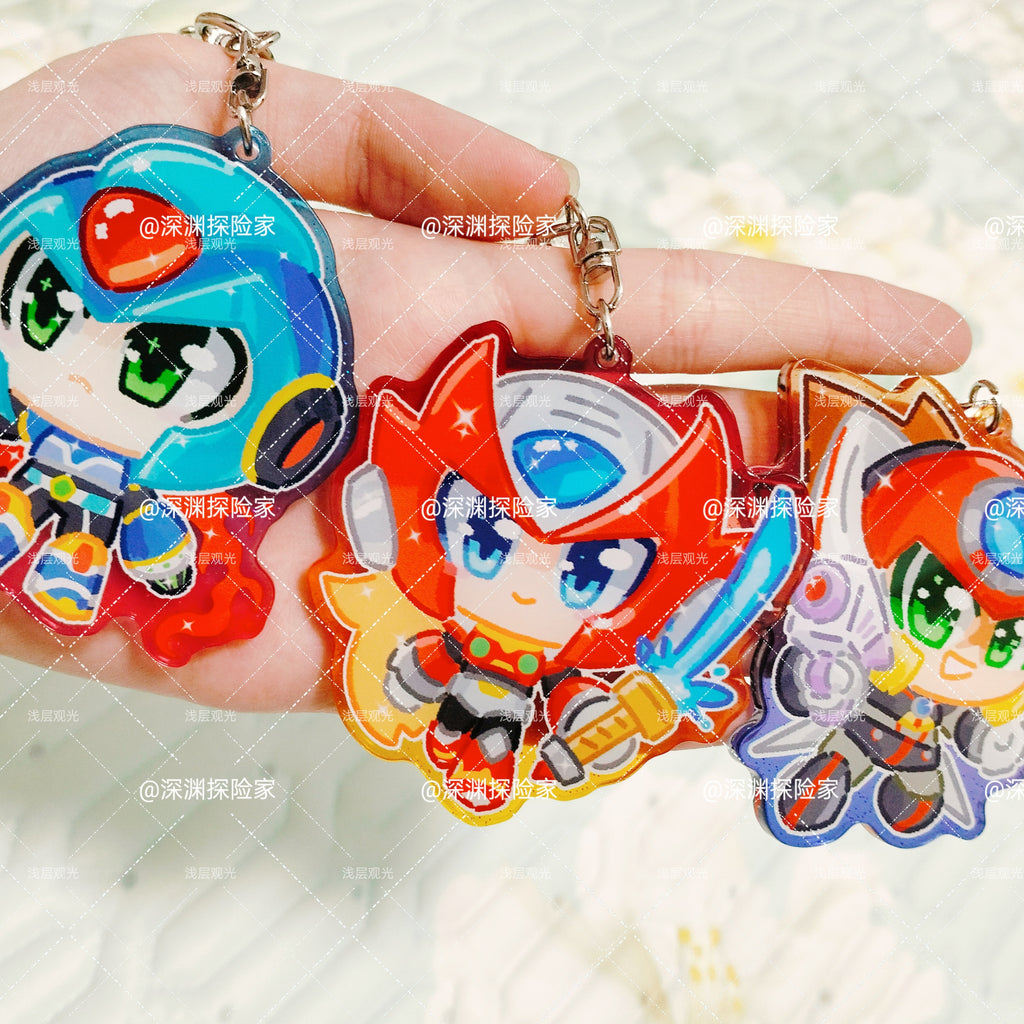 Colored Window Glitter Key Chain (MegamanX) acrylics game ling6 megaman