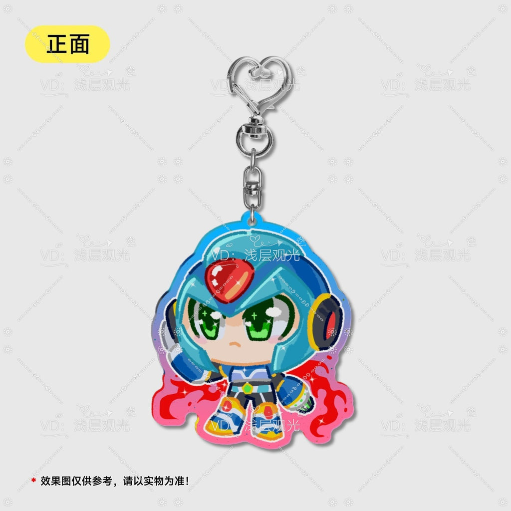 Colored Window Glitter Key Chain (MegamanX) acrylics game ling6 megaman
