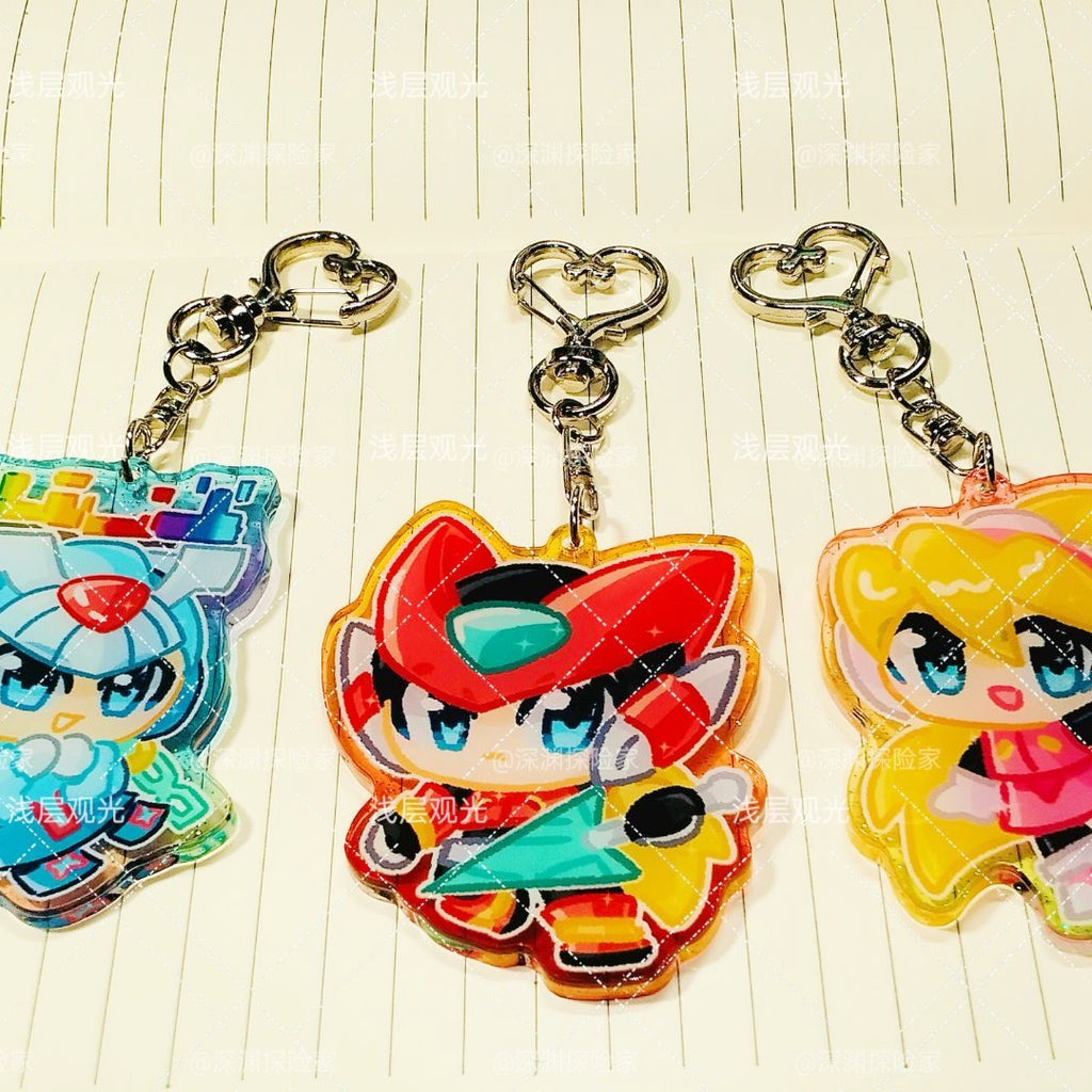 Colored Window Glitter Key Chain (MegamanZero) acrylics game ling6 megaman