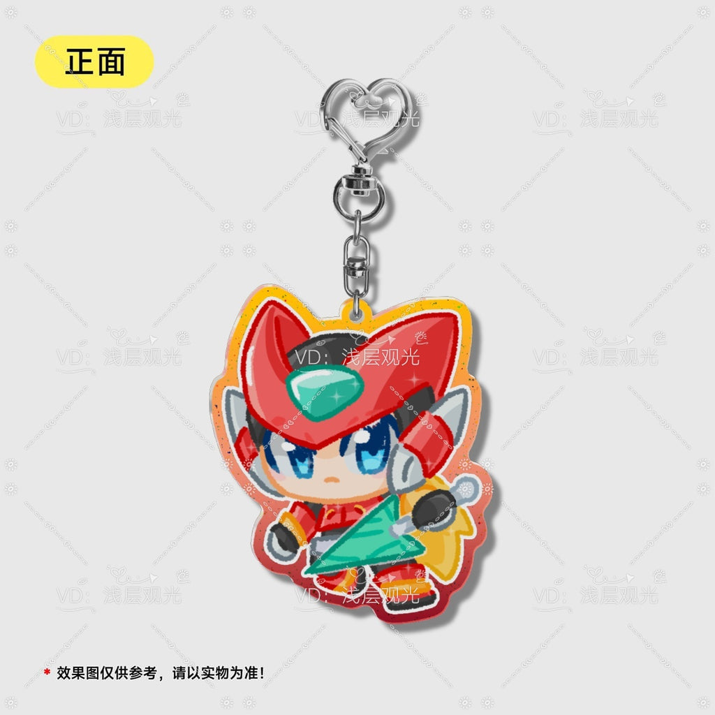 Colored Window Glitter Key Chain (MegamanZero) acrylics game ling6 megaman