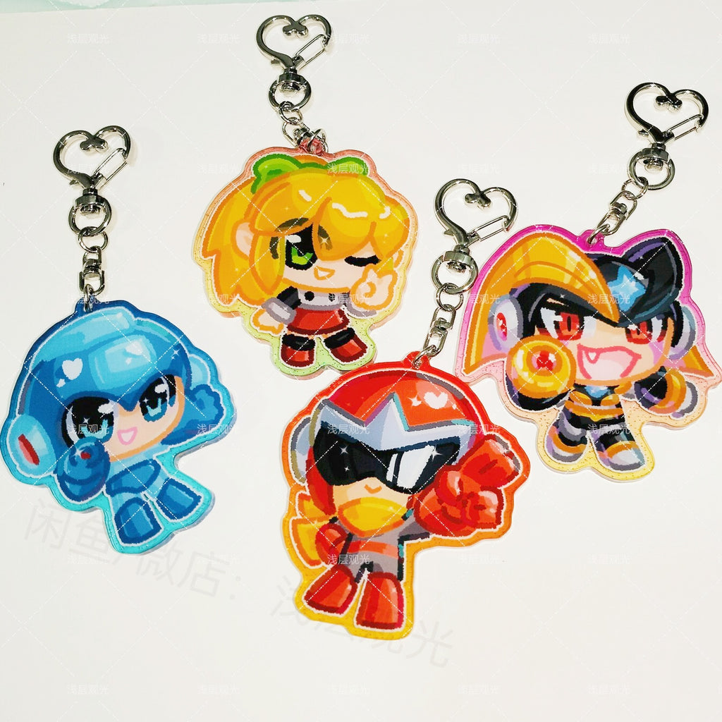 Colored Window Glitter Key Chain (Megaman CLASSIC) acrylics game ling6 megaman