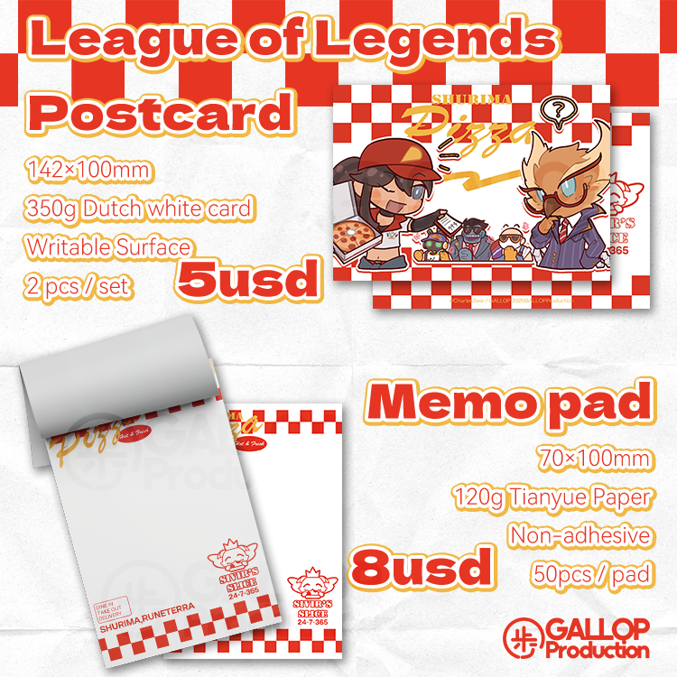 League of Legends Postcard & Memo Pad acrylics CharlesZwei doujin game LOL prints
