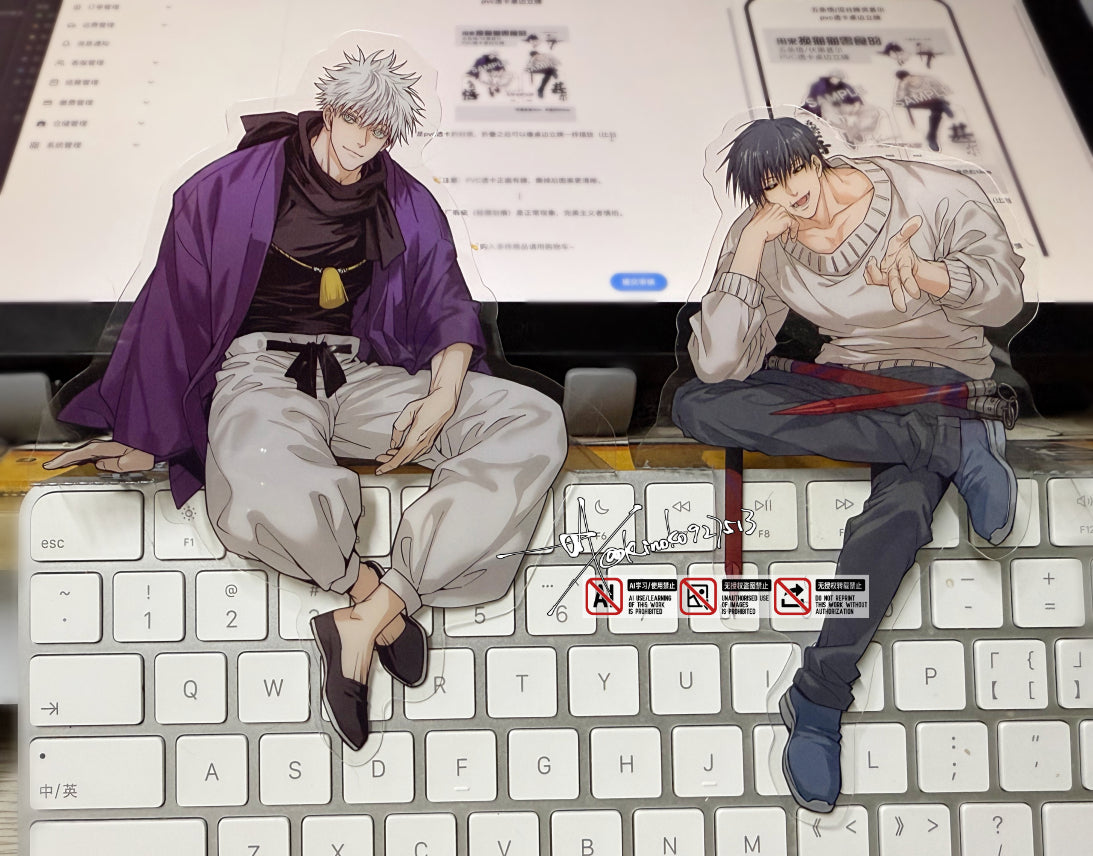 Gojo/Toji PVC Transparent Edge Standee acrylics anime doujin jjk kinoko prints