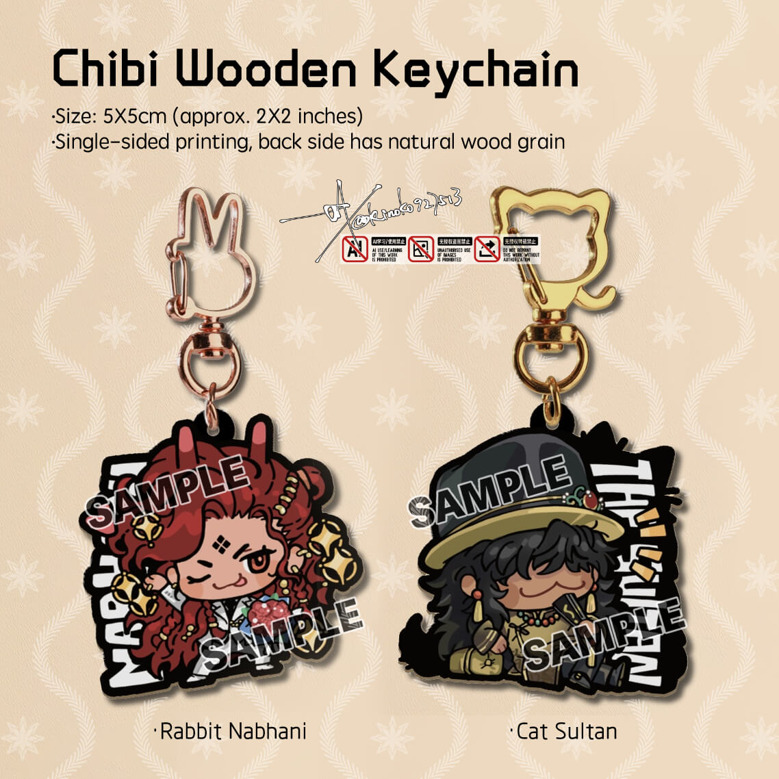 Chibi Wooden Keychain