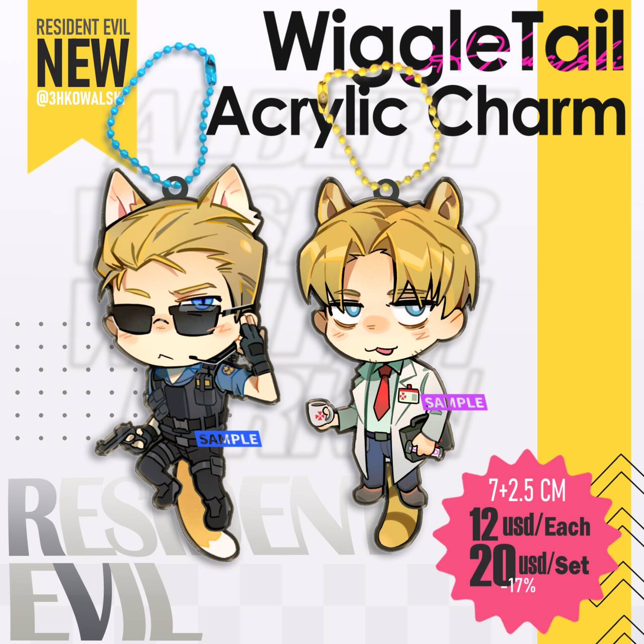 Wiggle Tail Acrylic Charm 3HKowalski acrylics doujin game Resident Evil